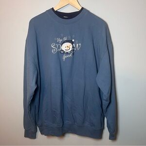 Vintage Christmas appliqué Snowman Sweatshirt 2X Embroidered ‘UP TO SNOW GOOD’